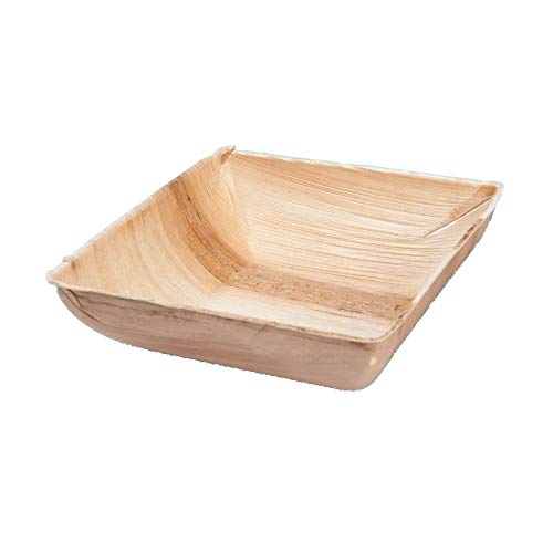 200 Bio Palmblatt Schalen Fingerfood Pasta Salat Snackschalen 1200ml 180x180x50mm kompostierbar - Inkl. Verpackungslizenz in D von Pro DP