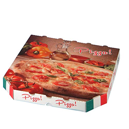 200 Pizzakartons Pizzaboxen Pizzaschachteln Treviso 24x24x3cm braun extra stabil mit Pizza Neutralmotiv - Inkl. VerpG in D von Pro DP