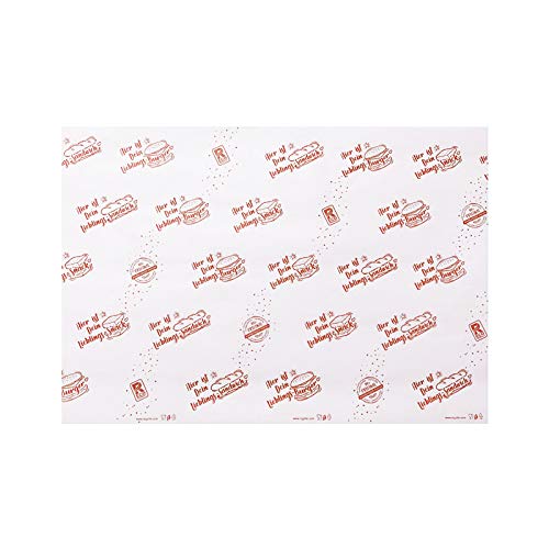2000 Blatt Bio Hamburgerpapier Sandwichpapier Frischhaltepapier XL fettdicht 32g/m² für Burger Sandwiches Snacks eco-friendly Neutraldruck Rot 33x40cm - Inkl. VerpG in D von Pro DP