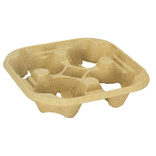 Pro DP Becherhalter für 4 To Go Becher - Bio Chinet, Holzfaser, 100% Holzschliff, Wandmontage, Rechtesckige Prisma, Becher und Tassen, Inkl. Verpackungslizenz in D von Pro DP