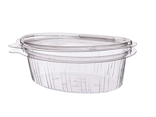 Pro DP 300 Salatschalen Salatboxen Salat to go Feinkost Klarsichtboxen mit anhängendem Deckel oval 1500ml 208x182x76mm rPET recycelbar - Inkl. VerpG in D von Pro DP