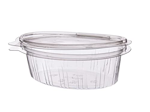 Pro DP 400 Salatschalen Salatboxen Salat to go Feinkost Klarsichtboxen mit anhängendem Deckel oval 1000ml 184x158x66mm rPET recycelbar - Inkl. VerpG in D von Pro DP
