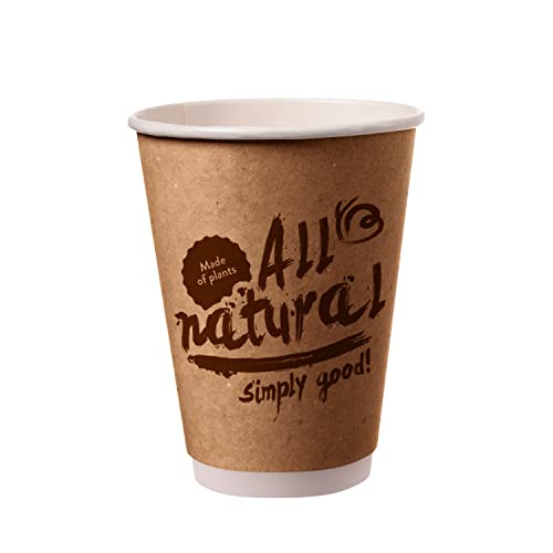 500-1000 Bio Kaffeebecher Coffee to go Becher Premium Doublewall Cups Doppelwandbecher braun biologisch abbaubar versch. Größen - Inkl. VerpG in D (16oz/400ml Ø90mm 500St) von Pro DP