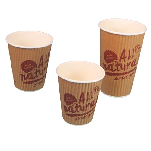 500-1000 Bio Kaffeebecher Coffee to go Becher Premium Ripple Cups Riffelbecher biologisch abbaubar versch. Größen - Inkl. VerpG in D (16oz/400ml Ø90mm 500St) von Pro DP