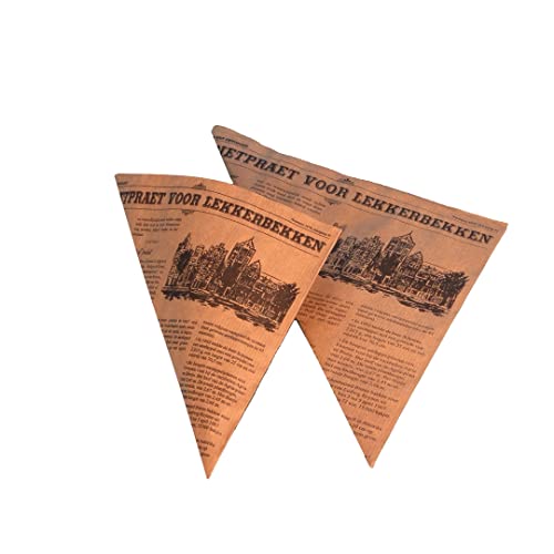 500 Snack Spitztüten Snacktüten braun mit Zeitungsmotiv fettdicht für Pommes Fingerfood Fish`n Chips usw. versch. Größen wählbar - Inkl. Verpack.G in D (250g 23cm) von Pro DP
