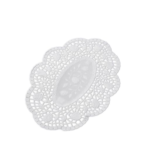 5000 Mokkadeckchen Spitzenpapier Tortenspitzen Tablettdeckchen oval weiß 40g/m² verschiedene Größen wählbar (24x17cm) von Pro DP