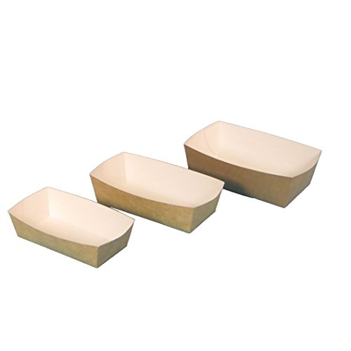600-800 Bio Snackschalen Pommes Currywurst Imbiss Fingerfood Dip Schalen fettdicht braun weiß Recycling+Frischfaser 100% biologisch abbaubar verschiedene Größen zur Auswahl (14+7x4,5cm 600St) von Pro DP