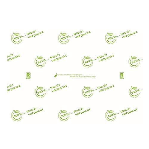 Bio Frischhaltepapier Metzger Einschlagpapier Frischpack Alternative 55g/m² fettdicht "Frisch verpackt" eco-friendly 12,5kg verschiedene Größen zur Auswahl - Inkl. VerpG in D (1/8 Bogen 25x37,5cm) von Pro DP