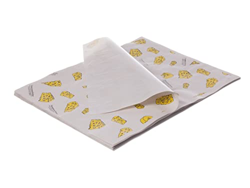 Käse Einschlagpapier Käsepapier Frischhaltepapier mit Käsemotiv 32x40cm Premium 55g/m² mit trennbarer Folienlage 12,5kg (ca.1600 Blatt) - Inkl. VerpackG in D von Pro DP