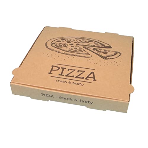 Pro DP 100 Pizzakartons Pizzaboxen Pizzaschachteln 32x32x4cm braun fresh & tasty Doppelkraft Qualität - Inkl. VerpackG in D von Pro DP