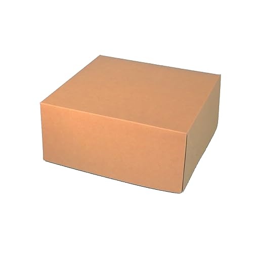 Pro DP 100 Tortenkartons Cakeboxen Transportbox für Kuchen & Gebäck unbedruckt braun fettdicht 22x22x10cm Bio kompostierbar - Inkl. VerpG in D von Pro DP