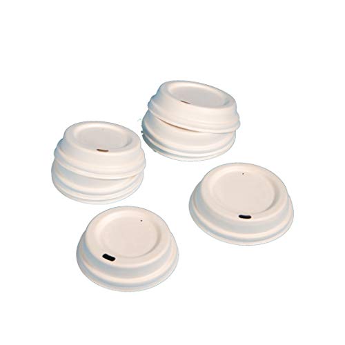 1000 Bio Chinet/Holzschliff Deckel weiß kompostierbar KEIN Bio Plastik für Coffee to go Becher Kaffeebecher Pappbecher Ø80mm oder Ø90mm zur Auswahl (Ø80mm) von Pro DP