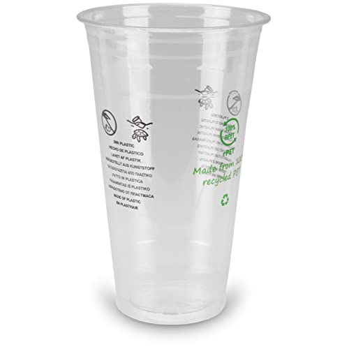 Pro DP 1000 Clear Cups Smoothiebecher Shakebecher Müsli Shaker rPET Recycling versch. Größen & Deckel - Inkl. Verpackungslizenz in D (20oz/500ml (mit SUPD & Eichstrich)) von Pro DP
