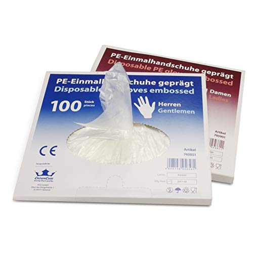 Pro DP 10x 100 PE Einweghandschuhe Einmal Plastikhandschuhe LDPE Einweg Handschuhe Herren transparent für Friseur Tankstelle Lebensmittelhandel usw. von Pro DP