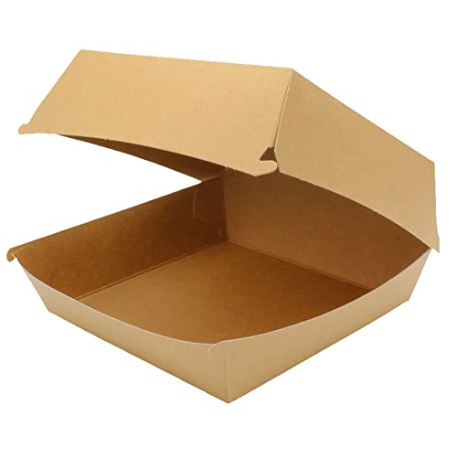 Pro DP 400 Bio Hamburgerboxen Burgerboxen Fastfood Snackboxen 140x140x70mm (Bodenmaß 120x120mm) braun Frischfaser fettdicht versch. Größen - Inkl. VerpG in D von Pro DP