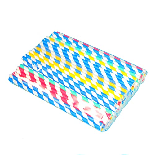 Pro DP 150 Bio Papiertrinkhalme Strohhalme Jumbo Shake Trinkhalme bunt gestreift Ø8mm 23cm lang farbig gemischt von Pro DP