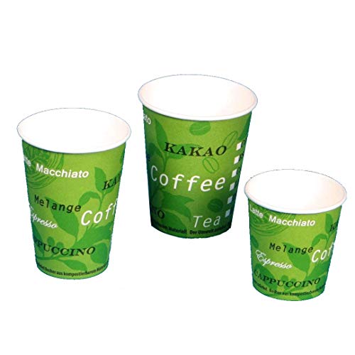 Pro DP 1500 Bio Coffee to go Becher Bio Kaffeebecher Heißgetränkebecher Ø80mm 0,2l 8oz 200ml Green Grün PLA beschichtet 100% biologisch abbaubar MADE IN GERMANY von Pro DP