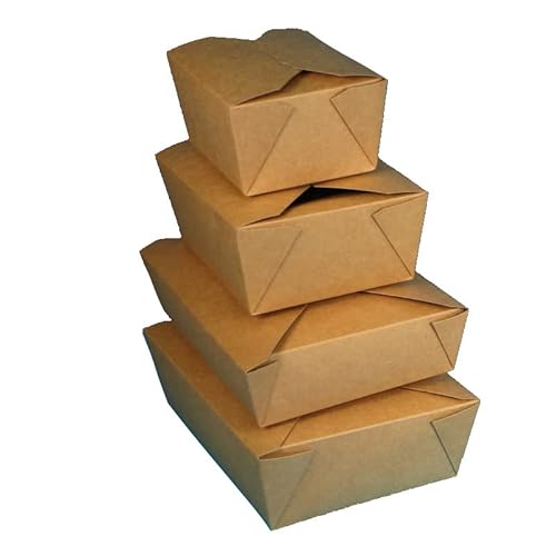 Pro DP 200-600 Bio Foodboxen Take away Snackbox Pastabox Lunchbox mit Faltverschluss Bio Frischfaser fettdicht biologisch abbaubar recycelbar (Braun, 2000ml 197x140x64mm 200St.) von Pro DP