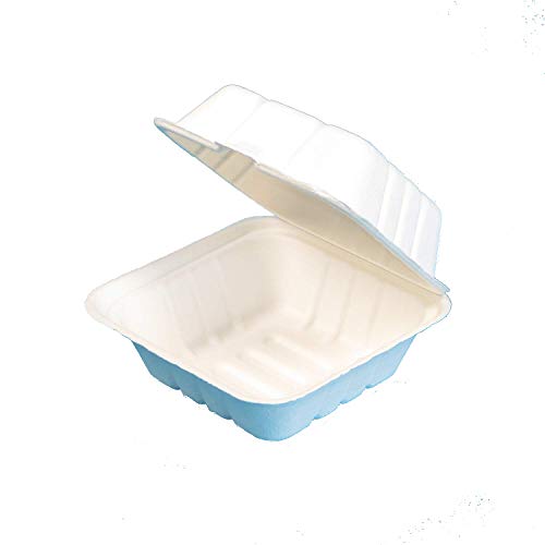 Pro DP 200 Bio Hamburgerboxen Burgerboxen Hamburger Snackboxen aus kompostierbarer Bagasse Zuckerrohr weiß 162x152x80mm von Pro DP