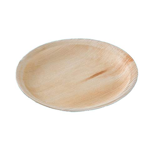Pro DP 200 Bio Palmblatt Teller Fingerfood Imbiss- & Grillteller Snackteller Bio Einwegteller rund Ø25cm 2,5cm tief - Inkl. Verpackungslizenz in D von Pro DP