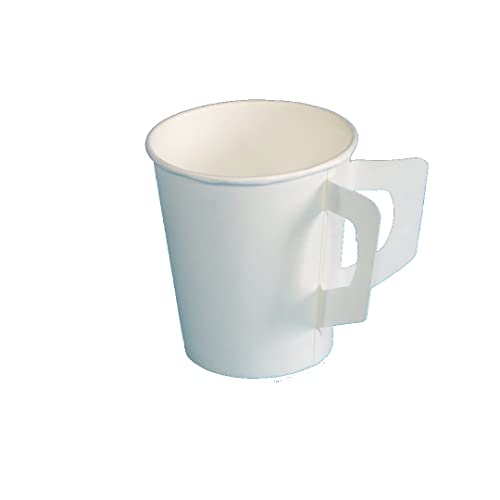 Pro DP 2000 Heißgetränkebecher Kaffeebecher Einwegtassen Glühweinbecher mit Henkel 180ml 0,18l weiß Papier+PE Ø73mm 79mm hoch - Inkl. VerpG in D von Pro DP