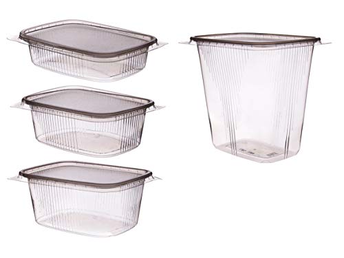 Pro DP 250 Feinkost Verpackungsbecher Feinkostbecher Salatbecher 500g 108x82x99mm eckig Rechteckbecher mit Deckel klar/transparent PP recycelbar - Inkl. VerpG in D von Pro DP