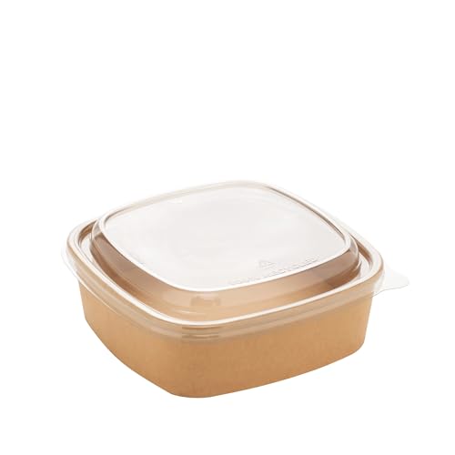 Pro DP 300 Salatschalen Take away Kartonschalen eckig Papier+PE braun verschiedene Größen & Deckel zur Auswahl (400ml) von Pro DP