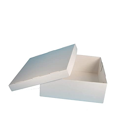 Pro DP 40 Tortenkartons Kuchenkartons Transportkartons für Bäckerei 32x32x12cm zweiteilig mit Deckel weiß Wellkarton extrastark - Inkl. VerpackG in D von Pro DP