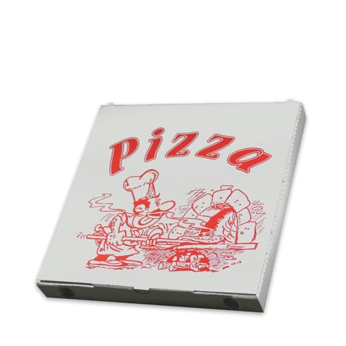 Pro DP 50-200 Pizzakartons Pizzaboxen Pizzaschachteln Kraftkarton weiß mit Neutralmotiv versch. Größen 3-7cm hoch (24 x 24 cm 200St) von Pro DP