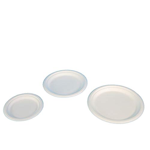 Pro DP 500-1000 Bio Bagasse Zuckerrohr Einwegteller Imbissteller Menüteller Grillteller weiß holzfreie Alternative zu Chinet Verschiedene Größen zur Auswahl (Ø22cm 1,9cm hoch 500St) von Pro DP