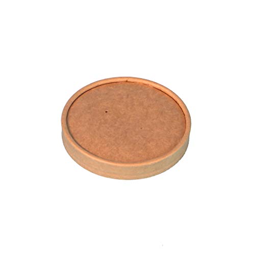 Pro DP 500 Bio Suppenbecher. Thermobecher für Soup to go, auch für kalte Speisen, Hartpapier+PLA kompostierbar, verschiedene Größen & passende Deckel - Inkl. Verpackungslizenz in D (300ml Deckel) von Pro DP