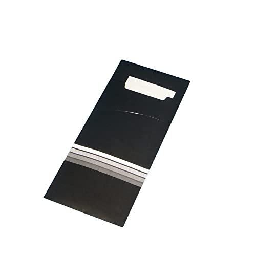 Pro DP 520 Bestecktaschen Serviettentaschen Sacchetto schwarz weiß inklusive Serviette 33x33cm 2lg weiß von Pro DP