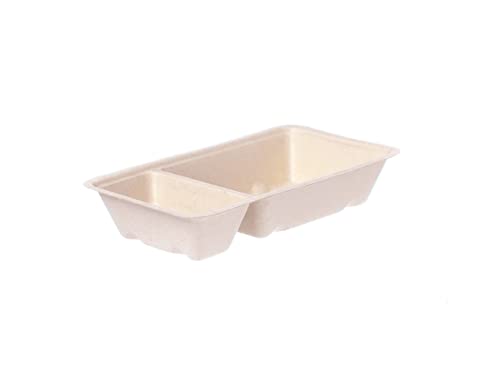 Pro DP 800 Bio Imbissschalen Snackschalen Pommesschalen 2-geteilt A23 169x93x32mm Bagasse/Zuckerrohr weiß - Inkl. VerpackG in D von Pro DP