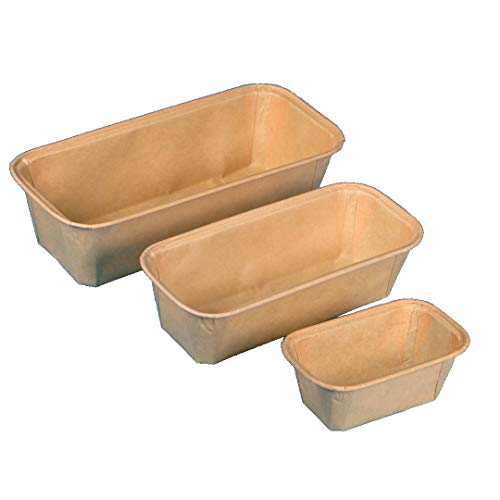 Bio Einwegbackformen Pergament Papierbackformen Einmal Backformen eckig kompostierbar biologisch abbaubar - Verschiedene Größen zur Auswahl (167ml 112x67x40mm 600St) von Pro DP