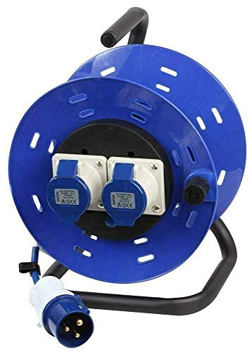 Pro Elec PEL00956 Zweifach-Verlängerungsrolle, 240 V, 16 A, 25 m, Blau von PRO-ELEC