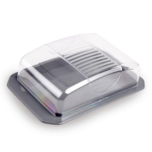 Dekorative Butterdose - Transparent mit Deckel - Butterbox, spülmaschinenfest - BPA Frei Kunststoff - Butterschale für 250g Butter - Anthrazit Dekorative Butterdose - Transparent mit Deckel - Butterbox, spülmaschinenfest - BPA Frei Kunststoff - Butterschale für 250g Butter - Anthrazit von Pro Home