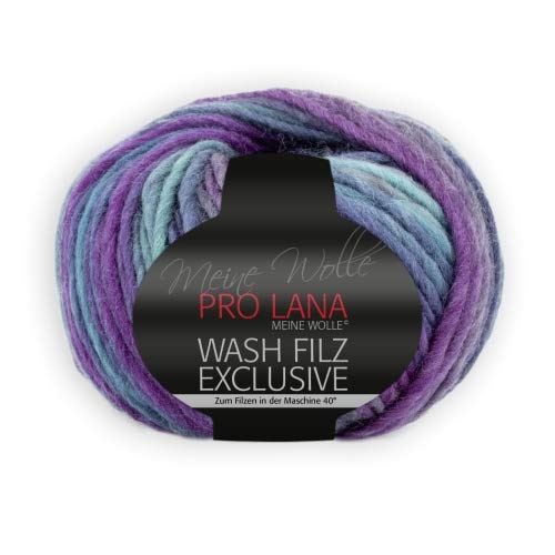 PRO LANA Wash-Filz Exclusive - Farbe: Petrol/Lila (02) - 100 g/ca. 100 m Wolle von Pro Lana