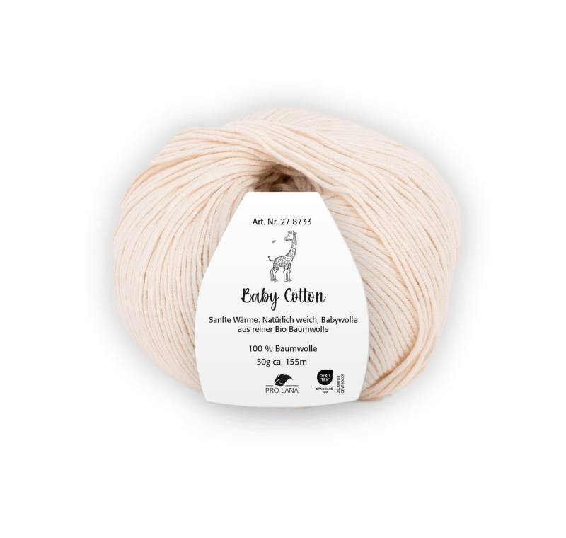 Pro Lana BABY COTTON 50 g Häkelwolle, 155 m (Weiche Bio-Baumwolle für zarte Babyhaut), 50 g von Pro Lana