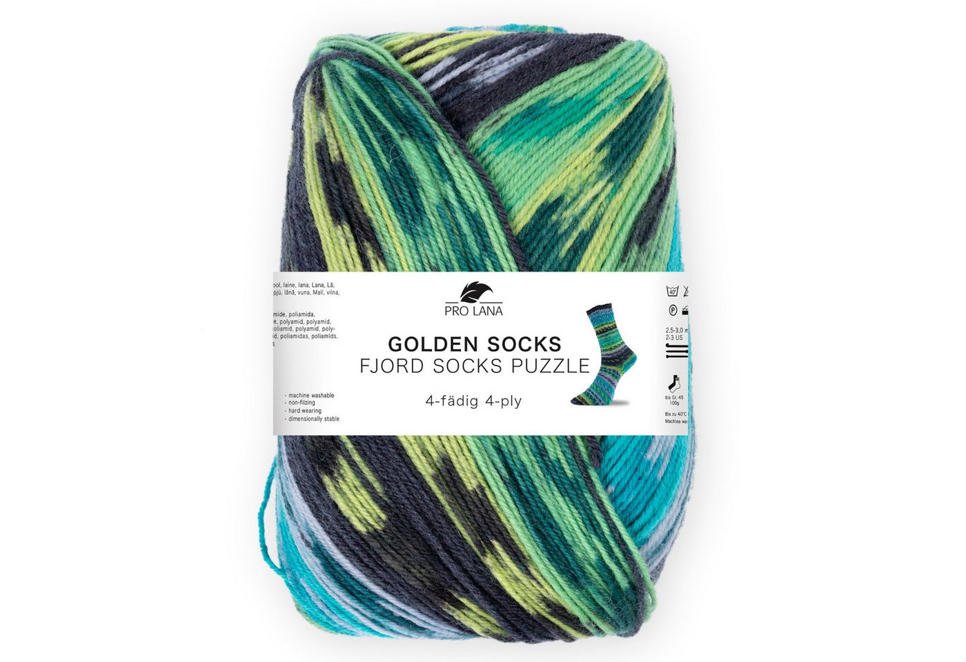 Pro Lana Fjord Socks PUZZLE Sockenwolle Häkelwolle, 420 m (Stricken wird zu einem Abenteuer der Farben und Formen), 100 g von Pro Lana