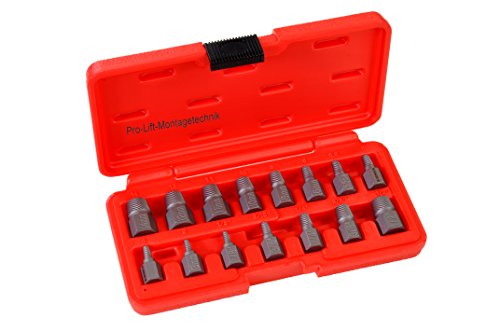 Pro-Lift-Montagetechnik 15 teiliges Set Schraubenausdreher, für M3 bis M14 und 1/8" und 1/2" Schrauben, 01298 von Pro-Lift-Montagetechnik