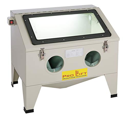 Pro-Lift-Montagetechnik Sandstrahlgerät 190 l Sandstrahlkabine Sandstrahler 190 Liter mit Zubehör sand blaster Sandstrahlkabinett von Pro-Lift-Montagetechnik