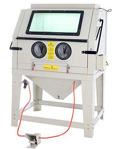 Pro-Lift-Montagetechnik Sandstrahlkabine 990 Liter inkl. Zubehör, eingebaute Absaugung und Öffnungsklappe, SBC990AJ, 01650 von Pro-Lift-Montagetechnik