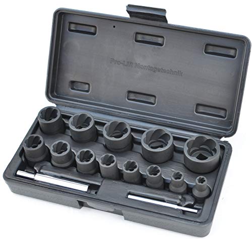 Pro-Lift-Werkzeuge 15 teiliges Set Schraubenausdreher Mutternausdreher 1/4" und 1/2" Antrieb von Pro-Lift-Werkzeuge