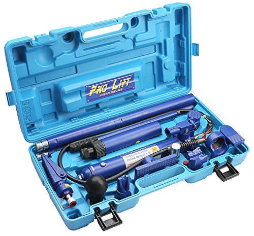 Pro-Lift-Werkzeuge Ausbeulwerkzeug Ausbeulset hydraulisch 10t Fahrzeug Dellen 14 Teile Karosseriereperaturset Reparaturset Handpumpe 10000kg von Pro-Lift-Werkzeuge