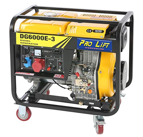 Pro-Lift-Werkzeuge Notstromerzeuger 5500W Elektro-Starter 4-Takt-Diesel-Motor Stromerzeuger Stromaggregat 380V Starkstrom Generator 230V Notstromaggragat 5,5kW Stromgenerator E-Starter von Pro-Lift-Werkzeuge