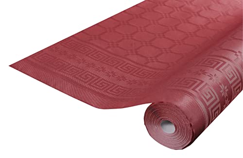 Pronappe Tischdecke R482522I Einweg-Tischdecke aus Damastpapier Länge 25m Breite 1,20m (pro Rolle) Farbe Bordeaux Damastpapier mit schickem und klassischem Universalmuster von Pro Nappe