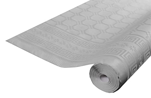 Pronappe Tischdecke R482513I Einweg-Tischdecke aus Damastpapier Länge 25m Breite 1,20m (pro Rolle) Farbe grau Damastpapier mit schickem und klassischem Universalmuster von Pro Nappe