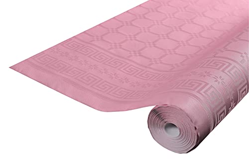 Pronappe Tischdecke R482586I Einweg-Tischdecke aus Damastpapier Länge 25m Breite 1,20m (pro Rolle) Farbe Puderrosa Damastpapier mit schickem und klassischem Universalmuster von Pro Nappe