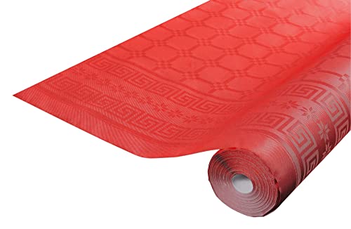 Pronappe Tischdecke R480621I 12er Pack Einweg-Tischdecken aus Damastpapier Länge 6m Breite 1,20m (pro Rolle) Farbe Rot Damastpapier mit universellem Muster schick und klassisch von Pro Nappe
