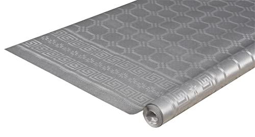 Pronappe Tischdecke R480652I 12er Pack Einweg-Tischdecken aus Damastpapier Länge 6m Breite 1,20m (pro Rolle) Farbe Silber Damastpapier mit universellem Muster schick und klassisch von Cogir